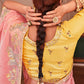 Rose Pink Organza Saree with Zari, Mirror & Thread work