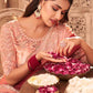 Shades Of Pink Designer Embroidered Satin Silk Saree with Sequence work