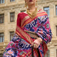 Berry Blue Patola Printed Viscose Silk Saree