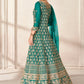 Teal Green Net Anarkali Suit with Heavy Embroidey work