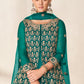 Teal Green Net Anarkali Suit with Heavy Embroidey work