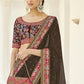 Army Green Designer Organza Saree with Thread & Zari work