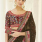 Army Green Designer Organza Saree with Thread & Zari work