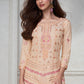 Beige Brown Embroidered Chinon Silk Plazzo Suit