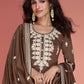 Wood Brown Embroidered Silk Salwar Suit