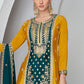 Yellow & Green Embroidered Chinon Silk Plazzo Suit