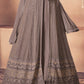 Umber Brown Georgette Front Slit Cut lehenga Suit with Embroidery work