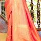 Coral Orange Woven Kanjivaram Saree:Limited Edition