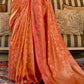 Amber Orange Woven Banarasi Tussar Silk Saree