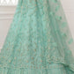 Turquoise Blue Soft Net Lehenga Choli with Cording, Stonework, Thread & Badla Embroidery