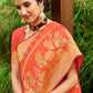 Coral Orange Zari Woven Banarasi Silk Saree: Top Pick