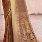 Cedar Brown Handloom Weave Kanjivaram Silk Saree with Swaroski work
