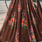 Chocolate Brown Designer Printed Organza Lehenga with Soft Net Dupatta