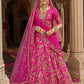 Rani Pink Silk Bridal Lehenga with Heavy Zari & Peacock Embroidery