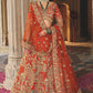 Rust Orange Silk Bridal Lehenga with Heritage Elephant and Peacock Motifs