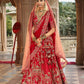 Imperial Red Silk Wedding Lehenga featuring Handcrafted Zari & Khatli Work