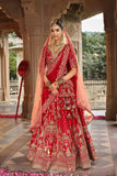 Imperial Red Silk Wedding Lehenga featuring Handcrafted Zari & Khatli Work