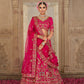 Rani Pink Silk Bridal Lehenga with Doli-Baraat & Peacock Motif Embroidery