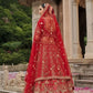 Heritage Red Silk Bridal Lehenga with Elephant & Peacock Motif Embroidery