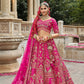 Rani Pink Silk Bridal Lehenga with Peacock & Elephant Motif Embroidery