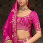 Rani Pink Kalidar Silk Lehenga with Royal Wedding Motifs