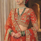 Rust Orange Silk Bridal Lehenga with Heritage Elephant and Peacock Motifs