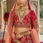 Imperial Red Silk Wedding Lehenga featuring Handcrafted Zari & Khatli Work
