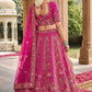 Imperial Rani Pink Silk Wedding Lehenga featuring Handcrafted Zari & Resham Work