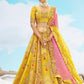 Sunset Orange Yellow Embroidered Designer Silk Lehenga