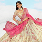 Ivory Pink Embroidered Designer Silk Lehenga Choli