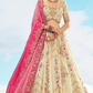 Ivory Pink Embroidered Designer Silk Lehenga Choli