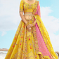 Sunset Orange Yellow Embroidered Designer Silk Lehenga