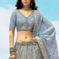 Grey Light Blue Silk Heavy Embroidered Wedding Lehenga Choli
