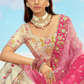 Ivory Pink Embroidered Designer Silk Lehenga Choli