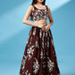 Coffee Brown Georgette Designer Lehenga Choli with Zari, Sequins & Thread work