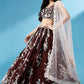 Coffee Brown Georgette Designer Lehenga Choli with Zari, Sequins & Thread work