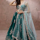 Teal Green Georgette Designer Lehenga Choli with Zari, Sequins & Thread work