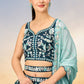 Teal Green Satin Lehenga Choli with Heavy Sequins Embroidery work