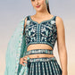 Teal Green Satin Lehenga Choli with Heavy Sequins Embroidery work