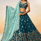 Teal Green Georgette Lehenga Choli with Heavy Sequins Embroidery work