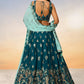Teal Green Georgette Lehenga Choli with Heavy Sequins Embroidery work