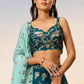 Teal Green Georgette Lehenga Choli with Heavy Sequins Embroidery work