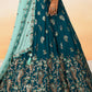 Teal Green Georgette Lehenga Choli with Heavy Sequins Embroidery work