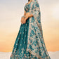 Teal Blue Chiffon Lehenga Choli with Sequins work