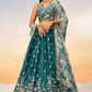 Teal Blue Chiffon Lehenga Choli with Sequins work