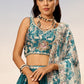 Teal Blue Chiffon Lehenga Choli with Sequins work