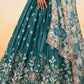 Teal Blue Chiffon Lehenga Choli with Sequins work