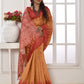Amber Yellow Tussar Silk Temple Print Saree