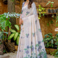 White & Blue Muga Cotton Saree with Woven Pallu & All Over Butti work