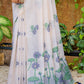 White & Blue Muga Cotton Saree with Woven Pallu & All Over Butti work